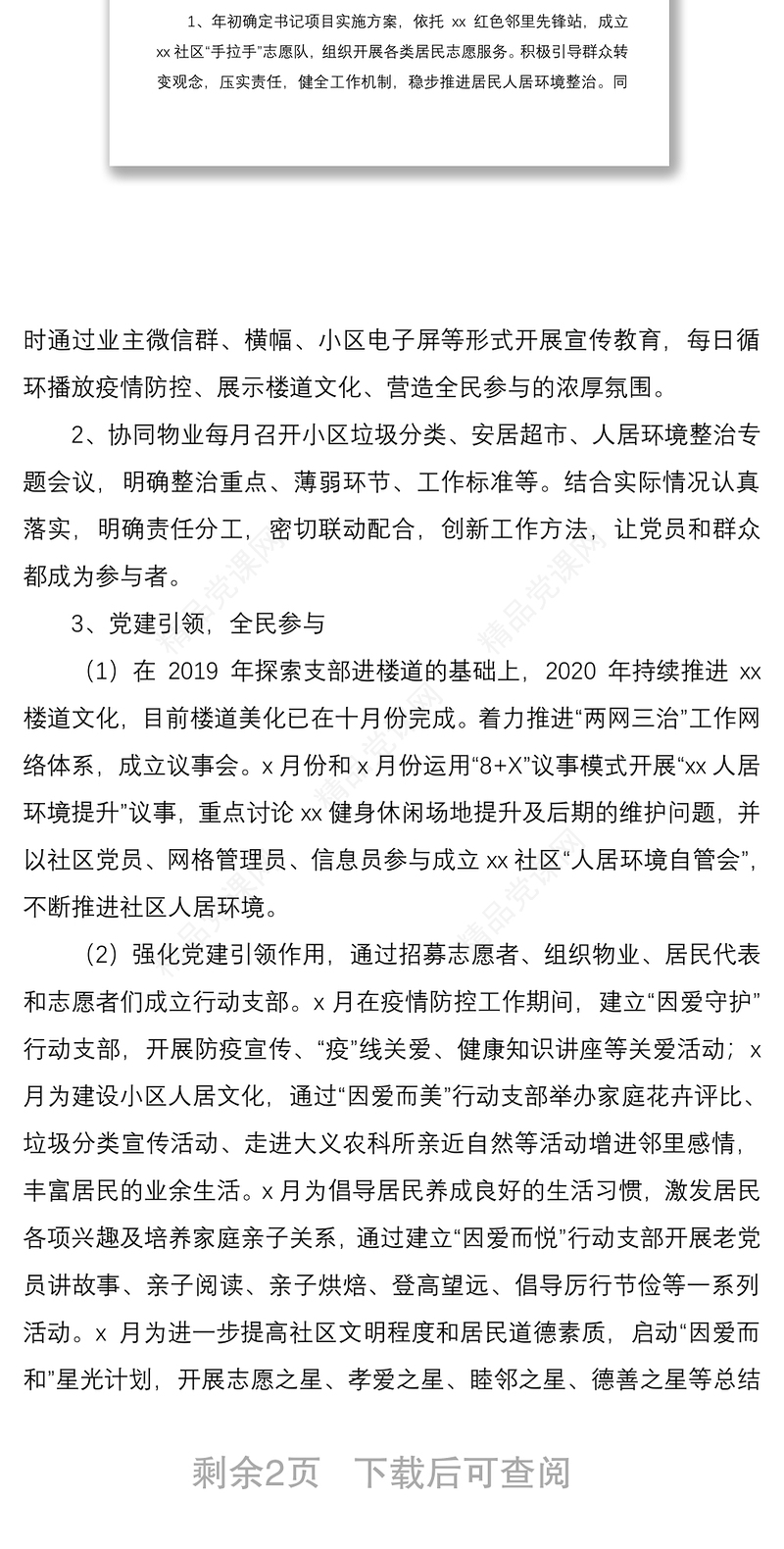 年党建书记项目总结