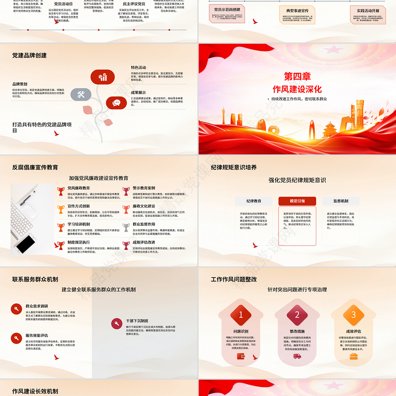 党政风质监局党建工作总结汇报PPT模板下载