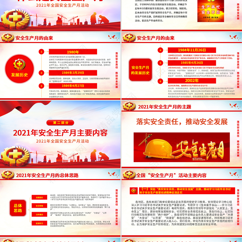 落实安全责任推动安全发展PPT全国第20个安全生产月宣传培训PPT模板