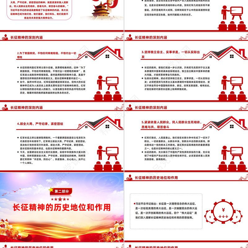 红色简洁长征精神PPT中国精神系列党课