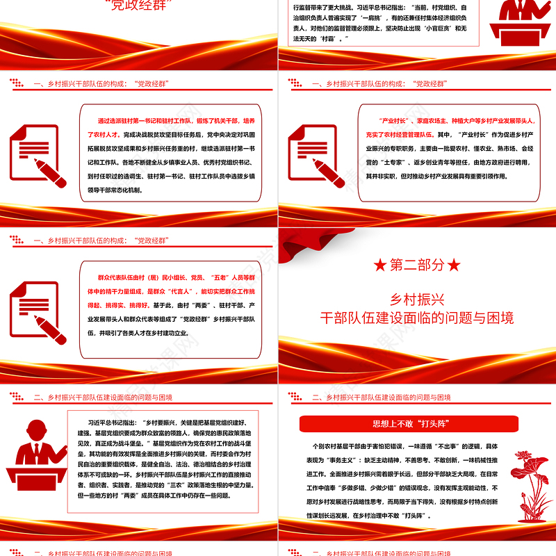 提高新时代乡村振兴干部队伍建设能力ppt精美党政贯彻落实乡村振兴战略基层党组织微党课