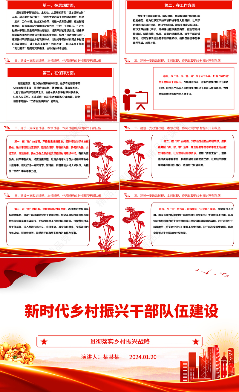 提高新时代乡村振兴干部队伍建设能力ppt精美党政贯彻落实乡村振兴战略基层党组织微党课