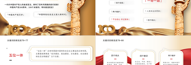 建党100周年回顾百年党史100个关键词PPT模板（终篇）