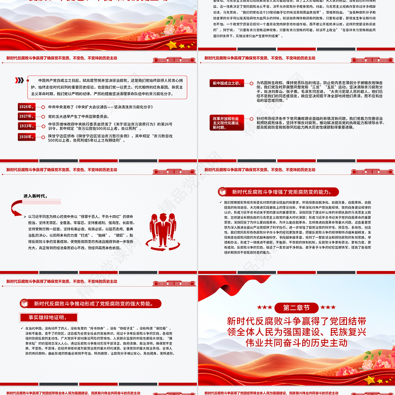 红色精美新时代反腐败斗争为党赢得历史主动PPT微党课