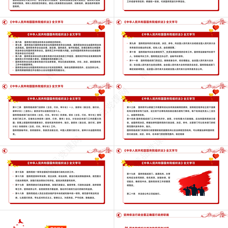 红色党政风中华人民共和国国务院组织法PPT课件模板