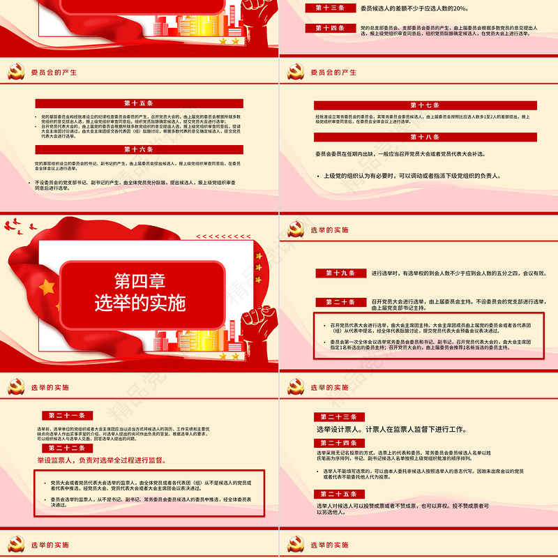 优质党建风学习解读中国共产党基层组织选举工作条例PPT模板