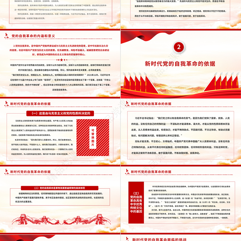 纵深推进新时代党的自我革命PPT大气党建风党员干部学习教育专题党课党建课件