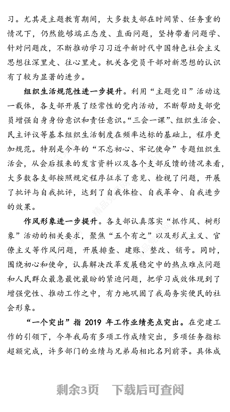 2019年党组织书记抓基层党建述职点评