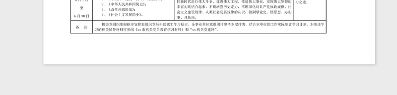 学习计划表格2021年第二季度政治理论学习安排表格党史学习教育学习计划参考