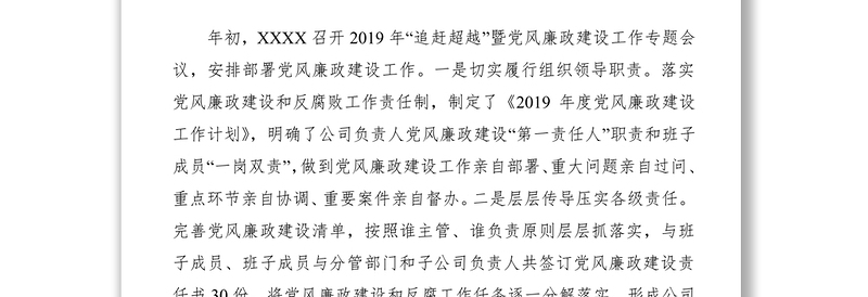 公司党风廉政建设暨“两个责任”落实情况汇报