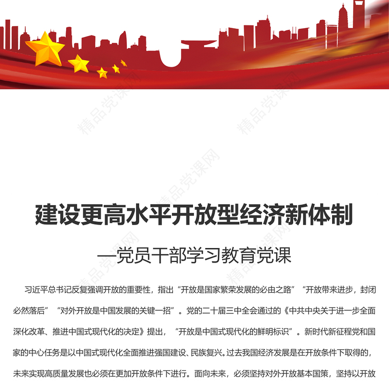 党政风向全面建成高水平社会主义市场经济体制迈进PPT党课课件(讲稿)
