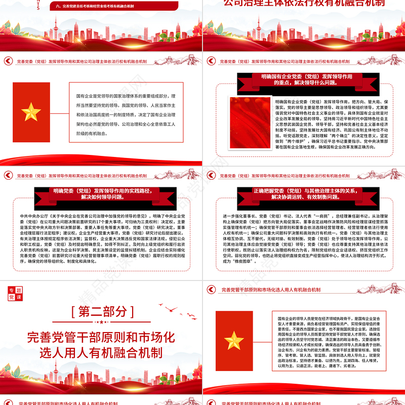 完善党的领导和国有公司治理有机融合PPT大气党建风党员干部学习教育专题党课党建课件