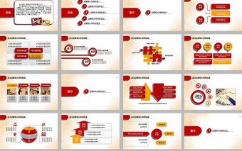 红色通用工作总结材料汇报ppt模板