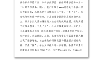 常务副县长在全县社会保险工作会议上的讲话领导讲话稿范文