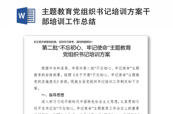 主题教育党组织书记培训方案干部培训工作总结