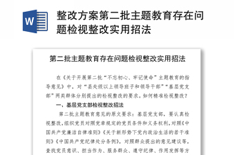 整改方案第二批主题教育存在问题检视整改实用招法