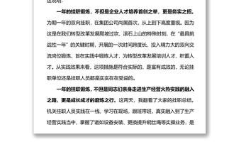 在集团公司双向挂职锻炼工作总结会上的讲话