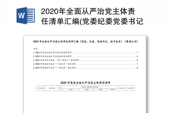 年全面从严治党主体责任清单汇编(党委纪委党委书记班子成员)(集团公司)