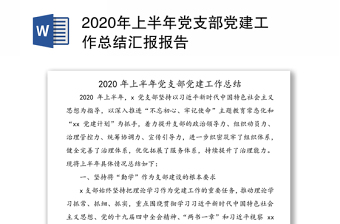 年上半年党支部党建工作总结汇报报告