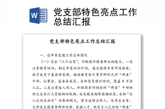 党支部特色亮点工作总结汇报