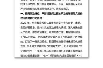 党组织书记在履行全面从严治党责任和抓基层党建述职评议工作会议上的讲话