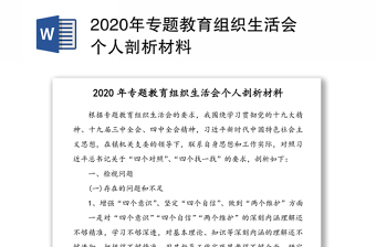 年专题教育组织生活会个人剖析材料