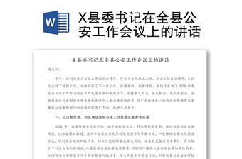 X县委书记在全县公安工作会议上的讲话