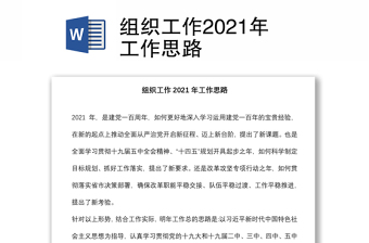 组织工作2021年工作思路