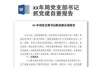 xx年局党支部书记抓党建自查报告