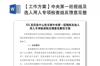 【工作方案】中央第一巡视组及选人用人专项检查组反馈意见整改方案