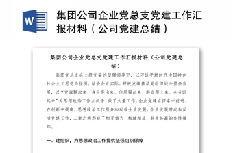 集团公司企业党总支党建工作汇报材料（公司党建总结）