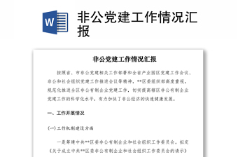 非公党建工作情况汇报