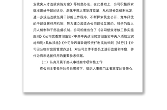 公司干部选拔任用工作情况报告