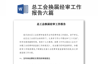 总工会换届经审工作报告六篇