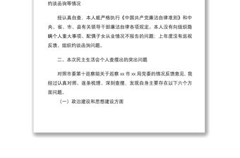 公安局分管领导干部巡察整改专题民主生活会个人对照检查材料范文