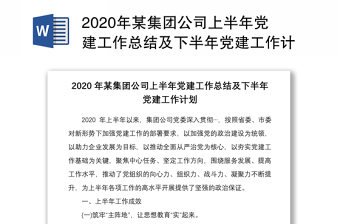 年某集团公司上半年党建工作总结及下半年党建工作计划