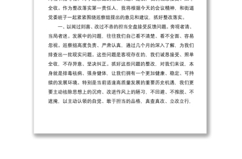 街道办事处主任、党工委书记在巡察反馈工作会议上的表态发言范文