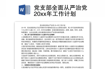 党支部全面从严治党20xx年工作计划