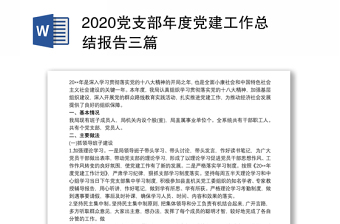 党支部年度党建工作总结报告三篇