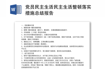 党员民主生活民主生活整顿落实措施总结报告