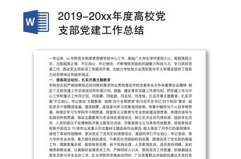 2019-20xx年度高校党支部党建工作总结