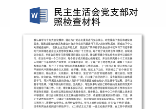 民主生活会党支部对照检查材料