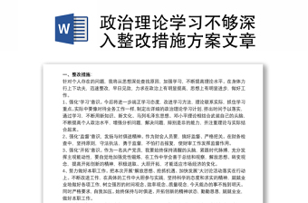 政治理论学习不够深入整改措施方案文章