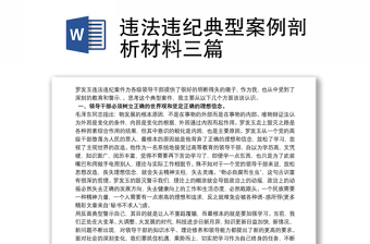 违法违纪典型案例剖析材料三篇