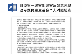 县委第一巡察组巡察反馈意见整改专题民主生活会个人对照检查材料3篇