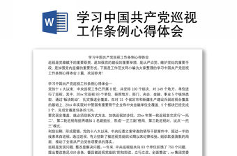 学习中国共产党巡视工作条例心得体会