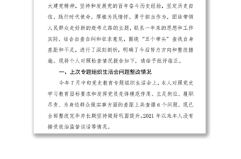 年专题民主生活会个人检视剖析材料（5个带头）