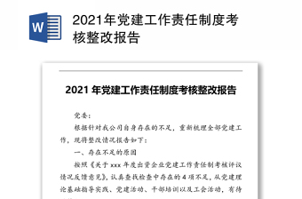 年党建工作责任制度考核整改报告