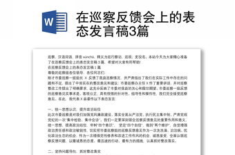 在巡察反馈会上的表态发言稿3篇