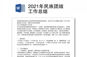 2021年民族团结工作总结